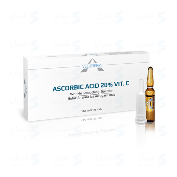 محلول مزوتراپی Veluderm Ascorbic Acid 20% Vit C (ولودرم اسکوربیک اسید ۲۰٪ ویتامین سی)