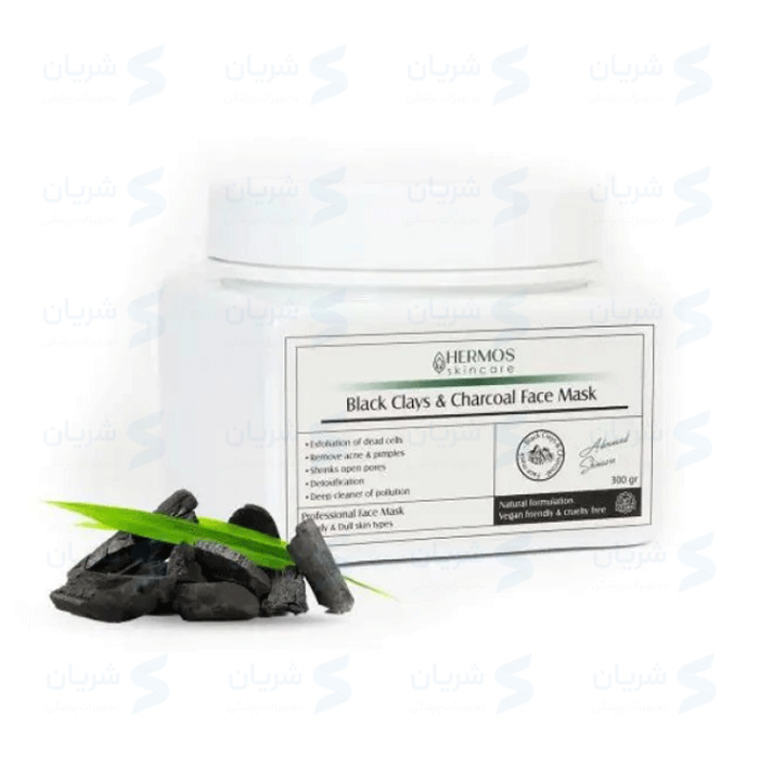 ماسک خاک رس سیاه و زغال اکتیو هرموس حجم 300 گرم Hermos Charocal Active Black Clay