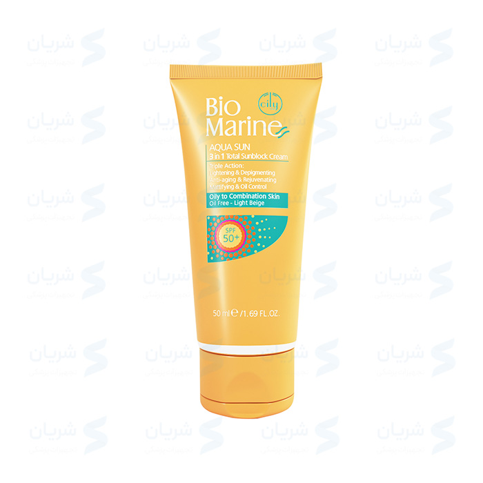 کرم ضد آفتاب +SPF50 پوست چرب بایومارین | BioMarine Aqua Sun 3 in 1 Total Sunblock Cream